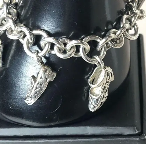 Lois Hill Sterling Silver Rolo Charm Toggle Bracelet with Shoe Charms