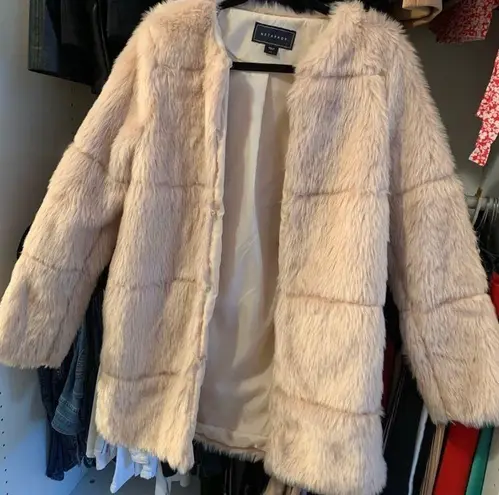 Nude Faux Fur Coat Tan Size M