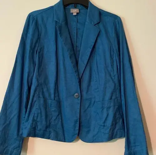 J.Jill  fitted  1 button blazer sports jacket peacock blue medium stretch