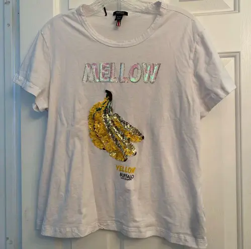 Buffalo David Bitton Mellow Yellow Cotton embellished T- Shirt XL
