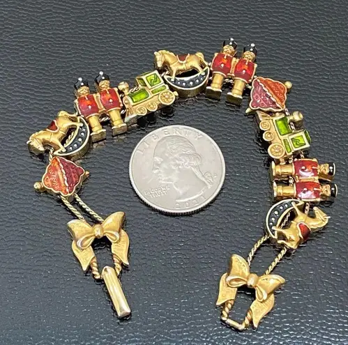 Vintage AVON Nutcracker Train Christmas Theme Slider Bracelet