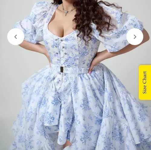 Selfie corset in bed and breakfast duchess Blue