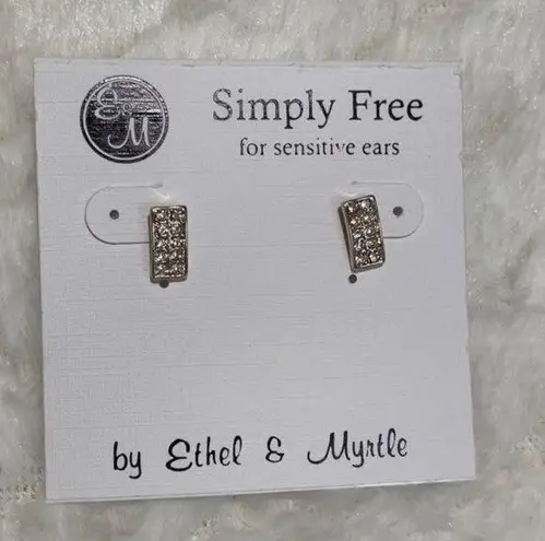 The Bar Ethel & Myrtle Simply Free Gold Tone Rhinestone Stud Pierced Earrings