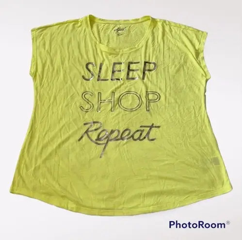 Style & Co . Text tee sleep shop repeat happy lime size XL