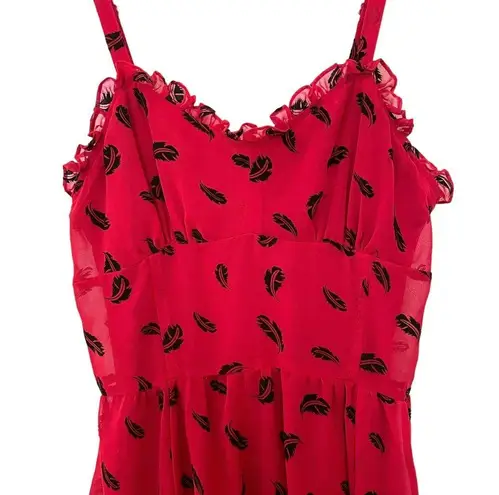 Royal Bones Red & Black Feather High-Low Dress