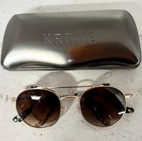 Krewe  Tchoup Blinker Gold Plated Amber Silver Gradient Mirrored Lens Sunglasses