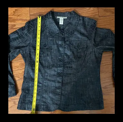 Bamboo traders black jeans jacket animal design L