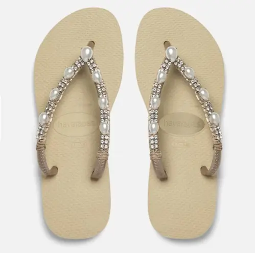 Havaianas Coravana x  Pearl Combo Flip Flops in Sand Size 9 / 10  *39/40*