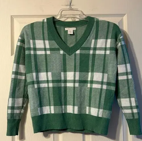 Christian Siriano Green White Plaid V