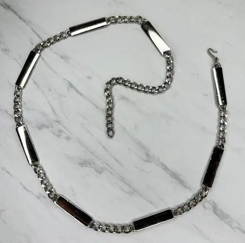 The Bar Silver Tone Concho Metal Chain Link Belt Size Small S Medium M