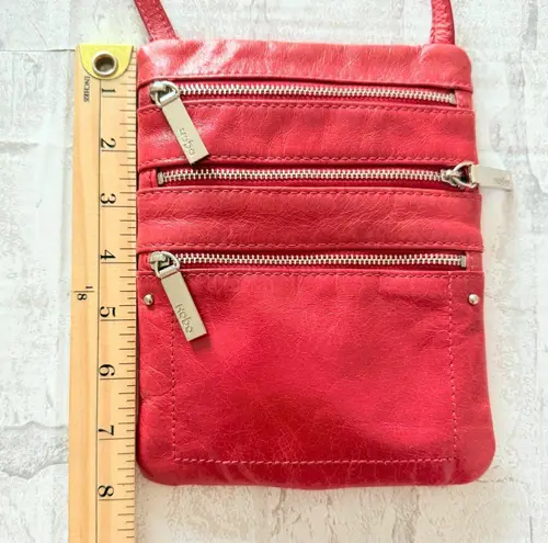 EUC Hobo The Original Three Zip Crossbody Red Shoulder Bags Messenger Bag Purse