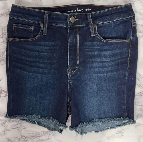 Maison Jules Blue Dark Wash Custom Cutoff Denim Shorts 6 28 in