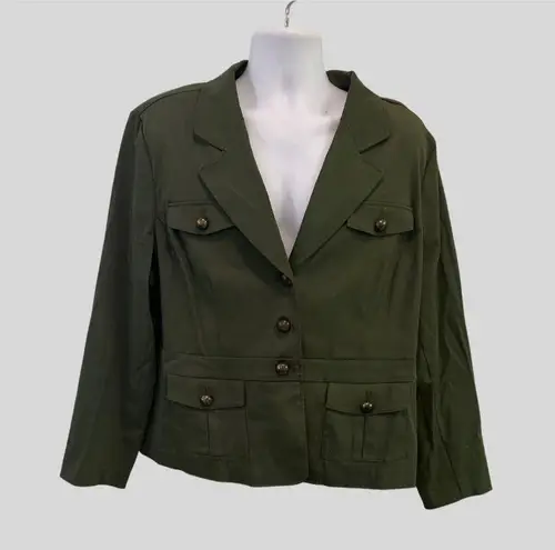 Studio 1940 Olive Green Women's Blazer Jacket With Four Pockets & Button