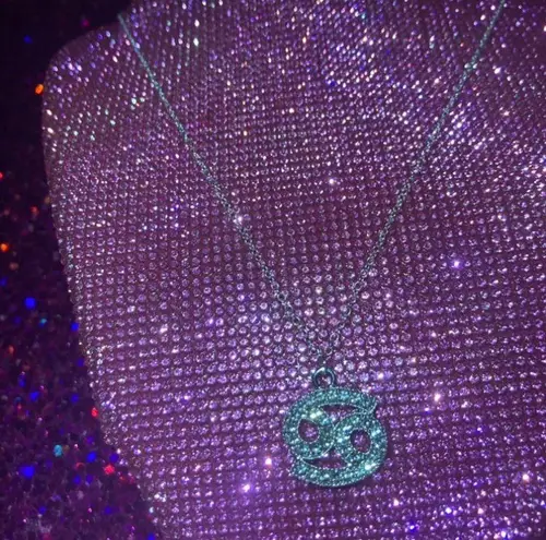 Boutique Cancer Zodiac Sign Sterling Silver Necklace 925 Bling Horoscope June July Egirl Emo Jewelry