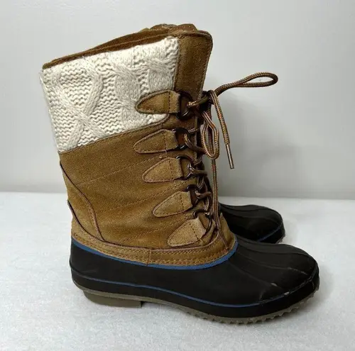 Khombu Cozy Pac Tall Lace Up Suede Knit Duck Boots