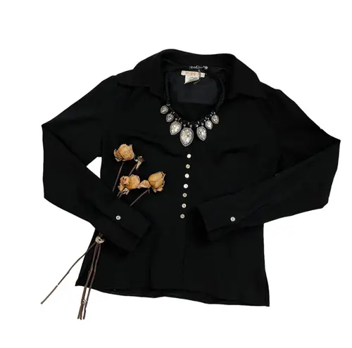 Vertigo Paris Vintage black snap button down top