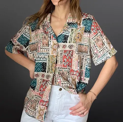 Westbound VINTAGE 1990s patchwork pattern button down blouse