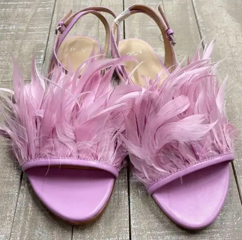 Pour La Victoire NEW! Layla Size 6 Feathered Leather Ankle Strap Sandals Purple