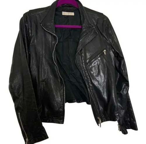 Nicole Farhi MD Leather zip up motor sport jacket Size M