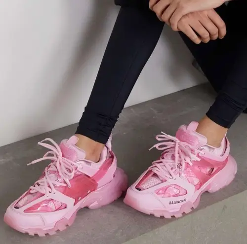 Balenciaga Track Clearsole Logo-Detailed Sneakers in Pink, Size 37 New +Dust Bag