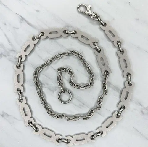 The Bar Silver Tone Metal Chain Link Belt OS One Size