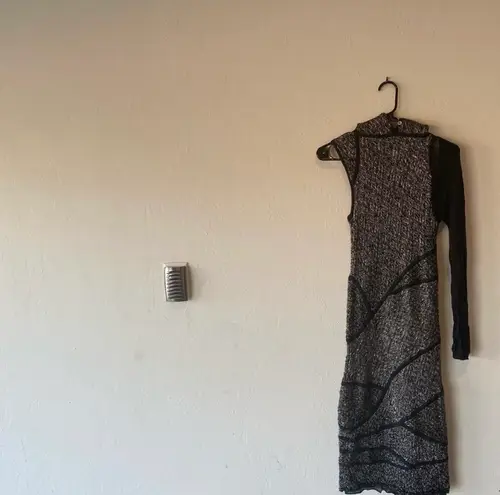 Rachel Roy black and gold one shoulder dress XS