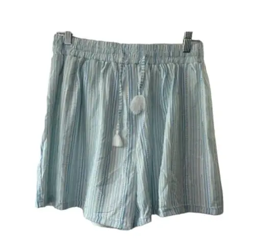 BCBGeneration  Blue & White Striped High-Waisted Tassel Shorts Sz Medium NEW