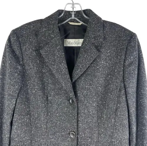 Max Mara  Wool Blend Blazer Jacket Confetti Speckle 2 Buttons Gray Size 6