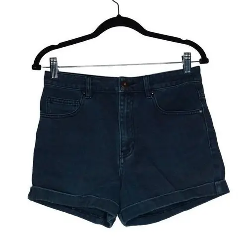 Bullhead Women's Dark‎ Blue Gray Denim High Waisted Cuffed Mom Jeans Shorts Size undefined