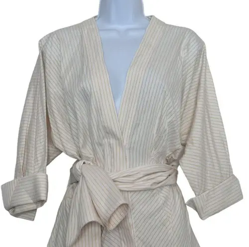 Acler Lipton striped yellow Periwinkle belted Shirt Dress size 6 White