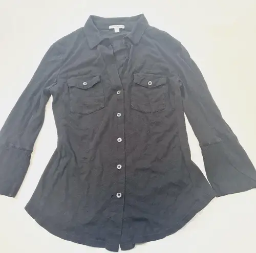 James Perse Contrast Panel Shirt in Black Size 2
