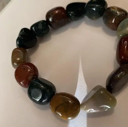 Women’s Chunky Costume Jewelry Beaded Polished Stone Stretchy Bracelet