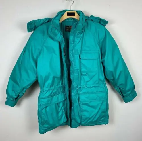 Eddie Bauer  Jacket‎ Medium Goose Down Parka Zip Teal Winter Removable Hood Ski