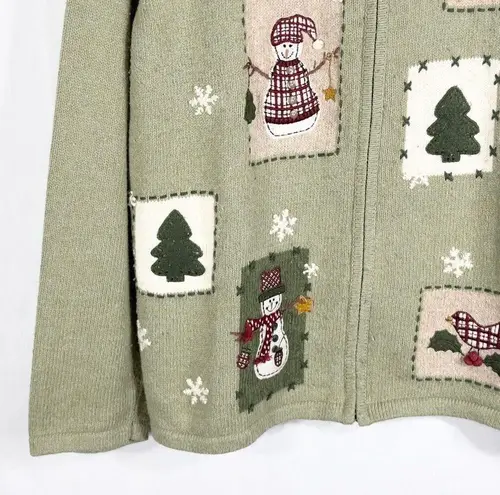 Croft & Barrow Croft Barrow Plus Size 2X Cardigan Sweater Snowman Green Full Zip Ugly 935