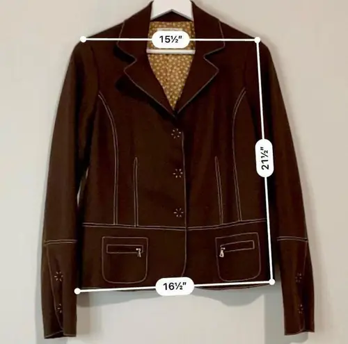 margaret o'leary Women's Vintage Button Blazer Jacket Brown Size Large EUC FLAW