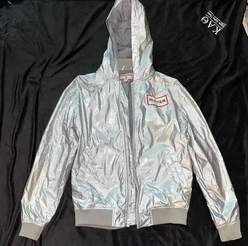 Hunter  Silver Hooded Bomber Jacket unisex - Size S