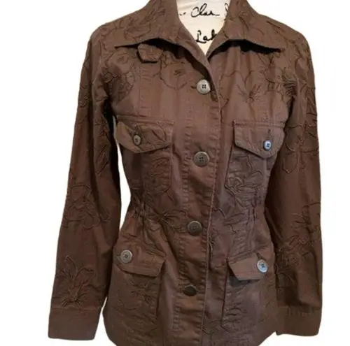 Vintage Together Embroidered Brown Blazer Jacket Size 4