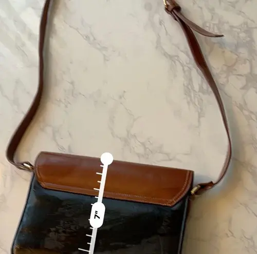 Moda BROWN/BLK LEATHER WOMEN'S SHOULDER PURSE HANDBAG BY ITALIA