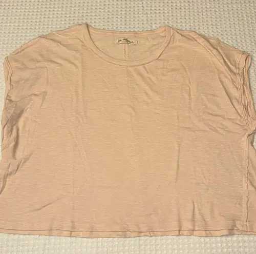 Free People NEW! We The  You Rock Tee PALE PINK Short Sleeve SMALL Boxy Cropped