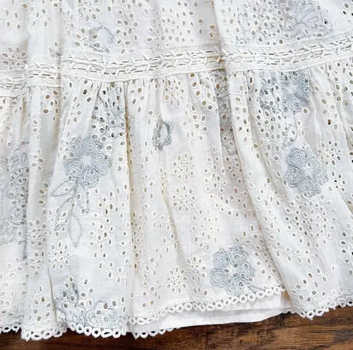 Love Sam • Lucy In The Sky dress midi embroidered eyelet tiered beaded cream