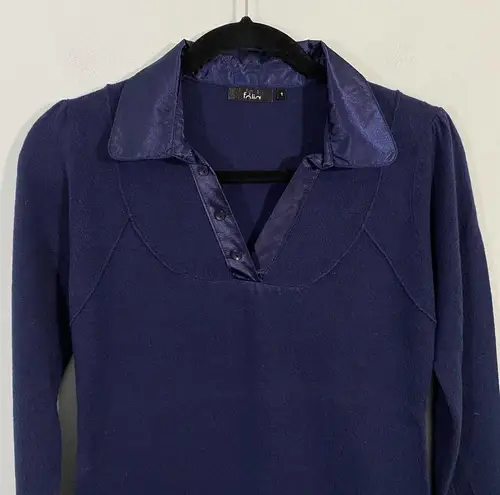 Folia Women’s Navy Faux Layer Collared Knit Blouse Size 1 Clueless Preppy Vibes