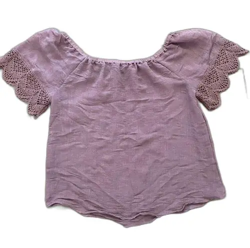 Harvé Benard Harve Benard Boho Lilac Ruffle Short Sleeve Blouse Size Small