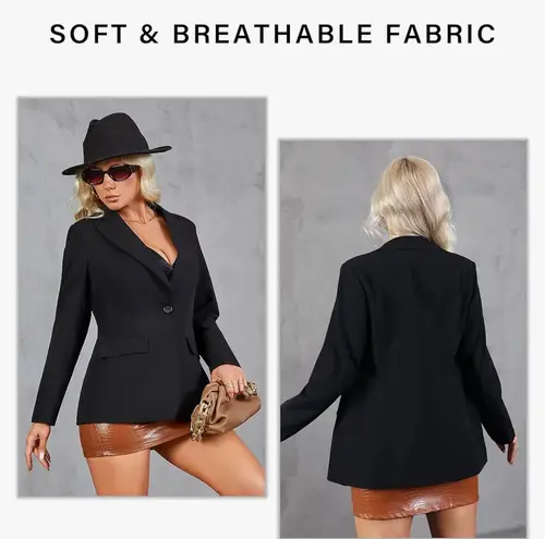 Bellivera Women's Blazer Jacket Casual Solid Long Sleeve Open Front Office Work Outwear