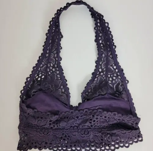 Aerie  Women's Bra XS Purple Bralette Lace Crochet Eyelet Halter Racerback