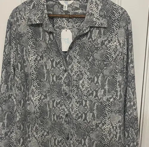 NWT Womens Plus Gray Snake print office work shirt size XXL