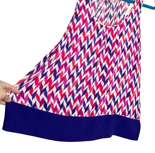JCPenney Chevron Print 100% Rayon Colorful Tank Top Purple Size M