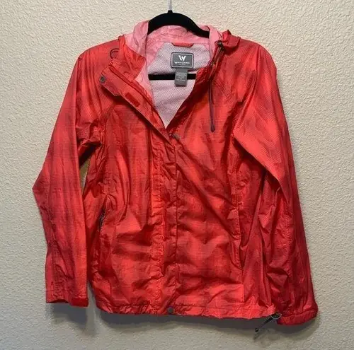 White Sierra Pink Packable Rain Coat sz M hiking climbing outdoor camping