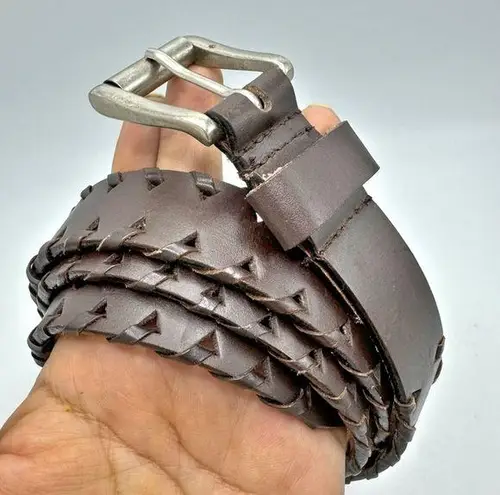 Capezio Brown Leather braided Belt Size M/L Medium Large