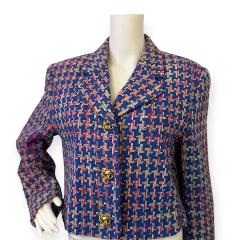 Doncaster Vintage 90's Don Caster 100% Silk Patterned Colorful Cropped Blazer