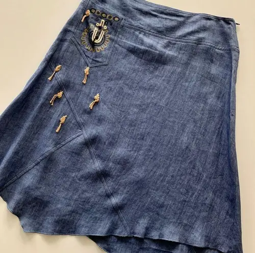 Bleu d’Azur | Boho Blue Denim Skirt size 6